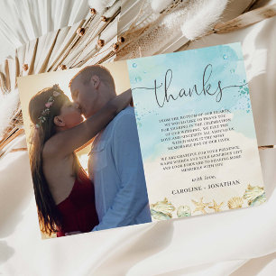 Beach Tropical Destination Wedding Photo Picture Thank You Card