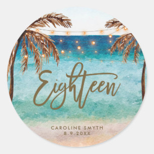 beach tropical eighteen 18th birthday sticker
