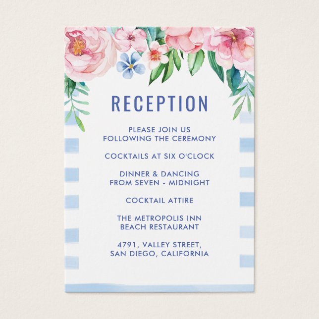 Beach Tropical Floral Colorful Wedding Reception (Front)