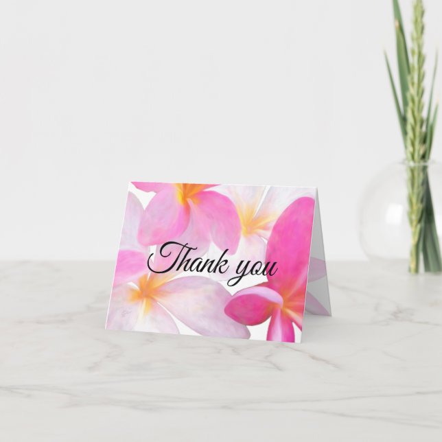 Beach Tropical Floral Hawaii Wedding Thank You Card (Front)