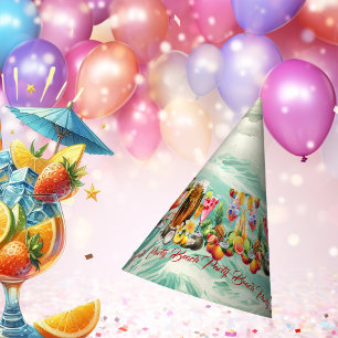 Beach Tropical Fruits Cocktails Bachelorette Party Hat