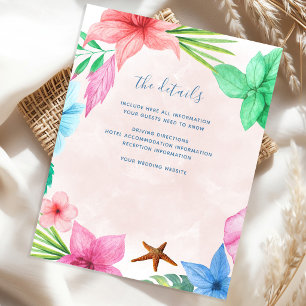 Beach tropical Hawaiian wedding guest details Enclosure Card