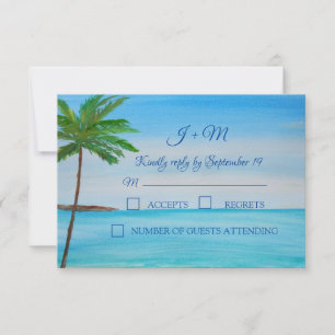 Beach Tropical Island Summer Wedding RSVP Card