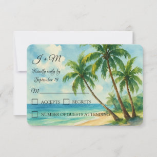 Beach Tropical Island Summer Wedding RSVP Card