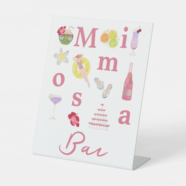 Beach Tropical Mimosa Bar Sign for Bridal Shower (Front)