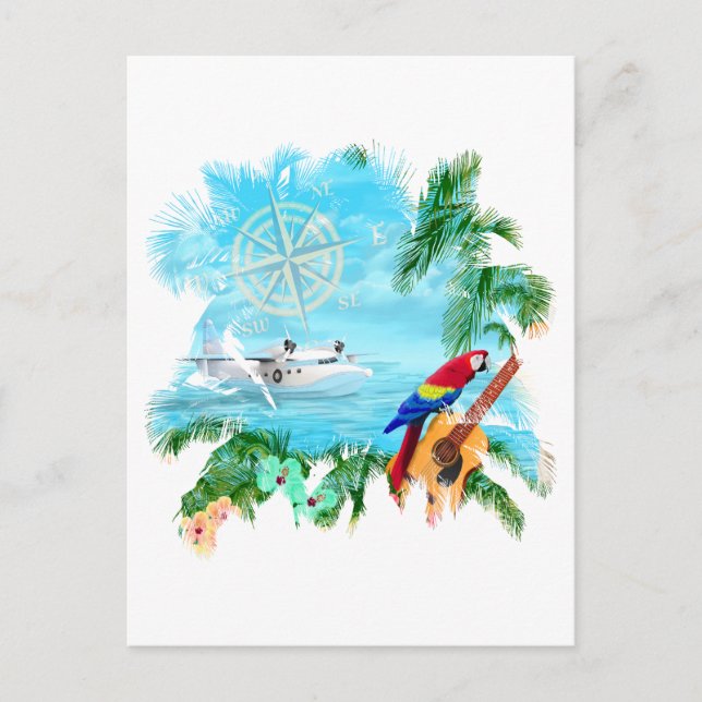 Beach Tropical Music Postcard (Front)