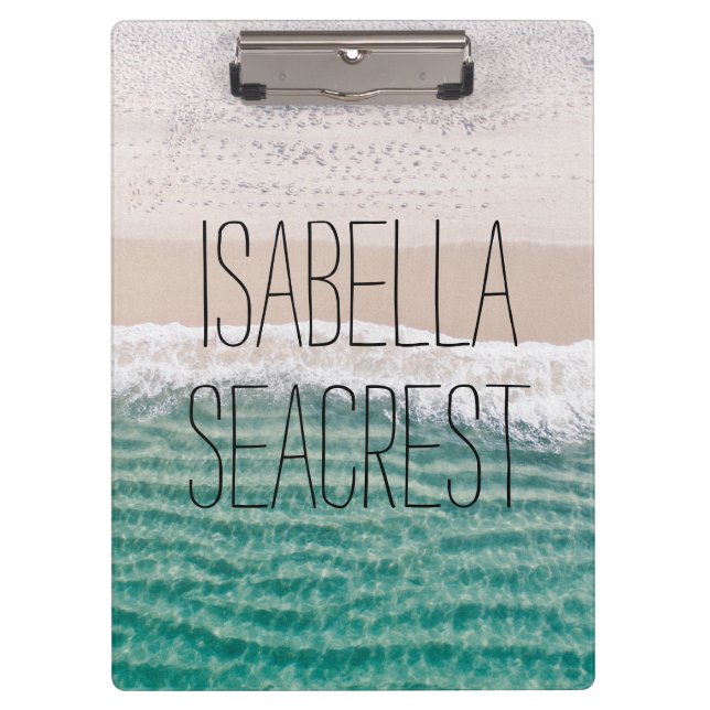 Beach Tropical Ocean Waves Scene Your Name Clipboard (Front)
