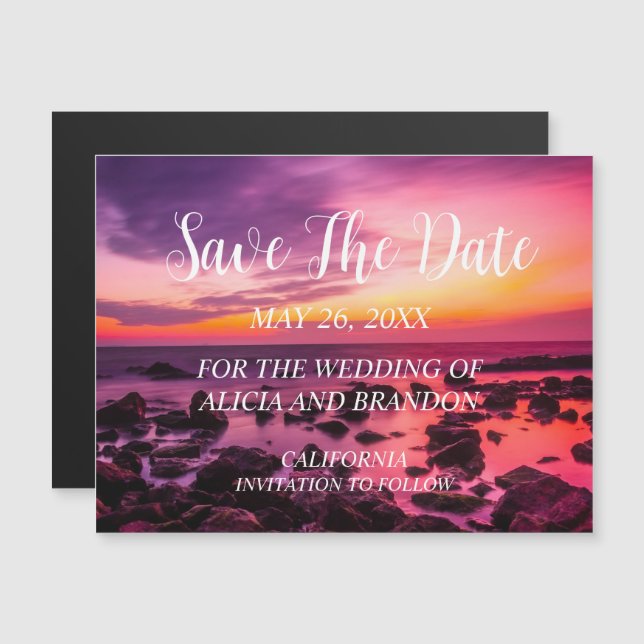 Beach Tropical Ocean Weddings Modern Waves Magnet (Front/Back)