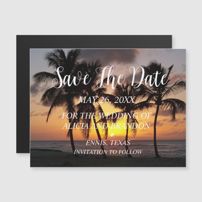 Beach Tropical Ocean Weddings Modern Waves Magnet (Front/Back)