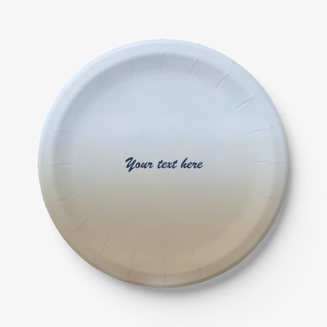 Beach Tropical Ombre Blue Wedding Party Plates (Front)