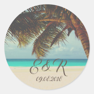 Beach Tropical,Palm Classic Round Sticker