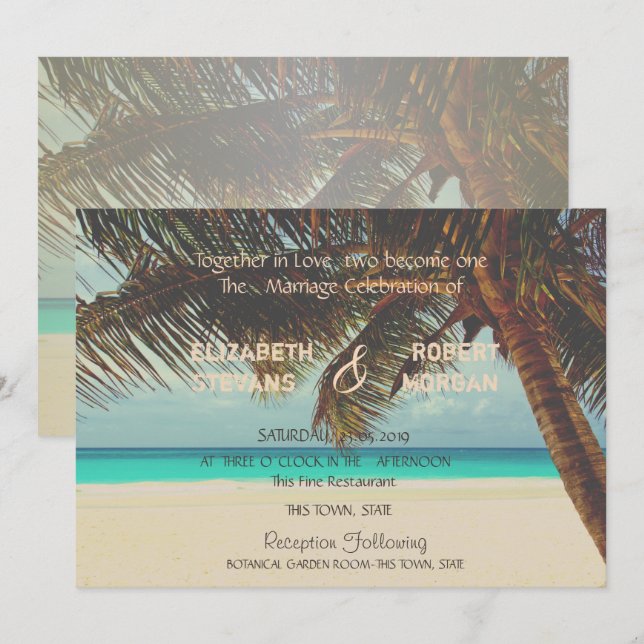 Beach Tropical,Palm Invitation (Front/Back)