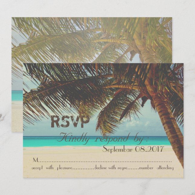 Beach,Tropical,Palm   RSVP Invitation (Front/Back)