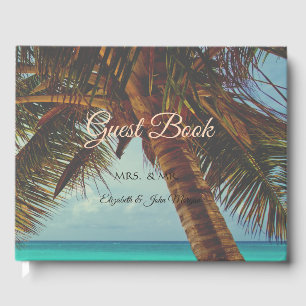 Beach Tropical,Palm Seashells Guest Book