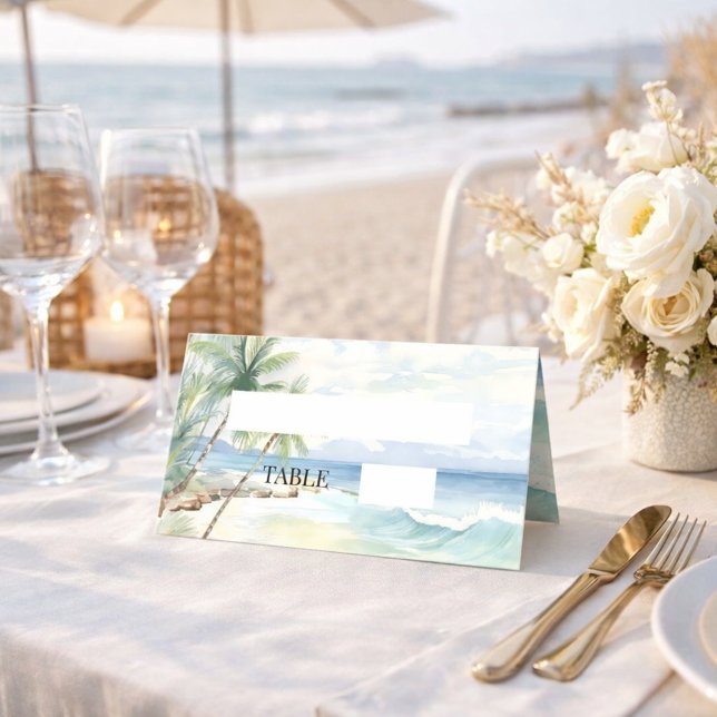 Beach tropical palm trees Place Card (Creator Uploaded)