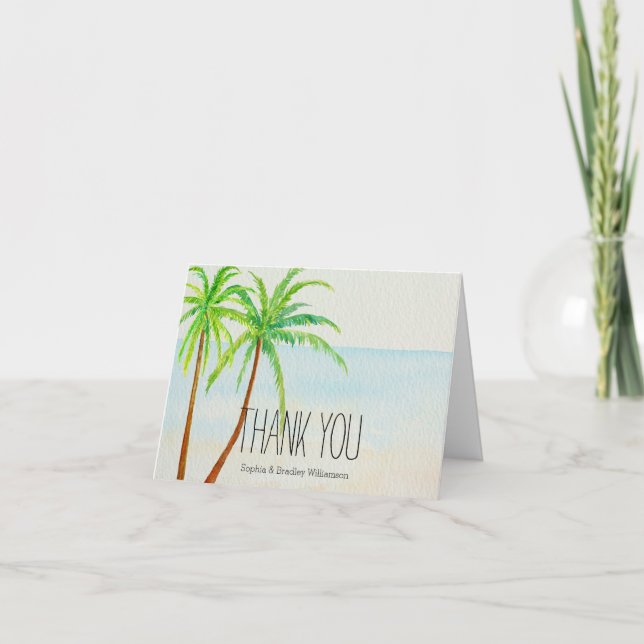 Beach Tropical Palm Trees Thank you Card (Front)