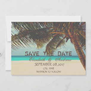 Beach,Tropical,Palm  Wedding Save the date