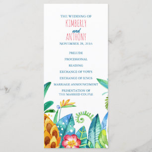 beach tropical pineapple palms wedding programs programme