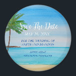 Beach Tropical Sand Weddings Modern Waves Magnet<br><div class="desc">Tropical,  beach,  simple,  waves,  destination,  palm trees,  elegant,  watercolor,  modern Wedding,  Save the Date magnet. You can personalise it with your details.</div>