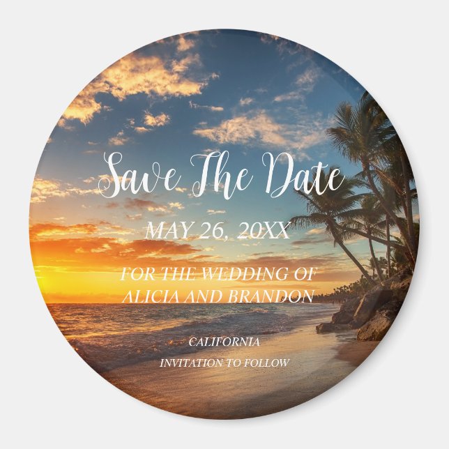 Beach Tropical Sand Weddings Modern Waves Magnet (Front)