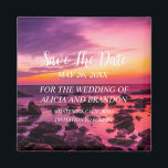Beach Tropical Sand Weddings Modern Waves Magnet<br><div class="desc">Tropical,  beach,  simple,  waves,  destination,  palm trees,  elegant,  modern Wedding,  Save the Date magnet. You can personalise it with your details.</div>