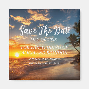Beach Tropical Sand Weddings Modern Waves Magnet