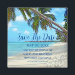 Beach Tropical Sand Weddings Modern Waves Magnet<br><div class="desc">Tropical,  beach,  simple,  waves,  destination,  palm trees,  elegant,  modern Wedding,  Save the Date magnet. You can personalise it with your details.</div>