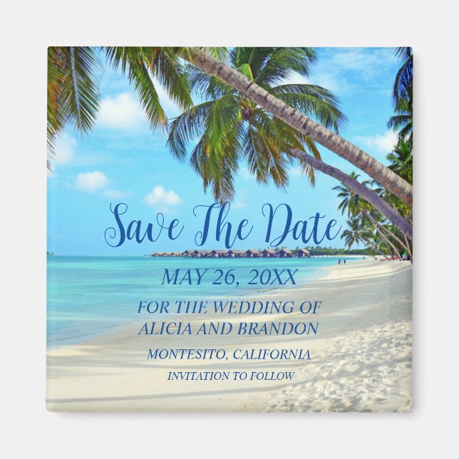 Beach Tropical Sand Weddings Modern Waves Magnet (Front)