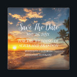 Beach Tropical Sand Weddings Modern Waves Magnet<br><div class="desc">Tropical,  beach,  simple,  waves,  destination,  palm trees,  elegant,  modern Wedding,  Save the Date magnet. You can personalise it with your details.</div>