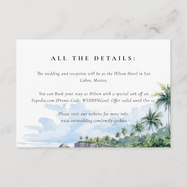 Beach Tropical Summer Wedding Enclosure Card (Front)