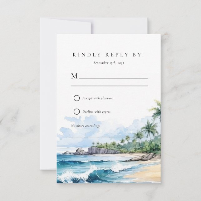 Beach Tropical Summer Wedding RSVP (Front)