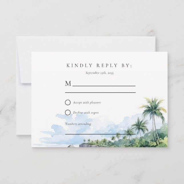 Beach Tropical Summer Wedding RSVP Card (Front)