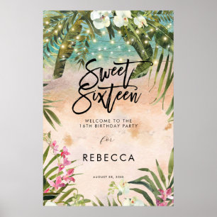 beach tropical sweet 16 welcome sign poster