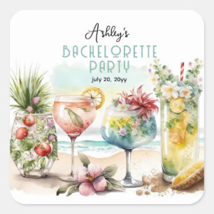 Beach Tropical Themed Cocktails Bachelorette Party Square Sticker