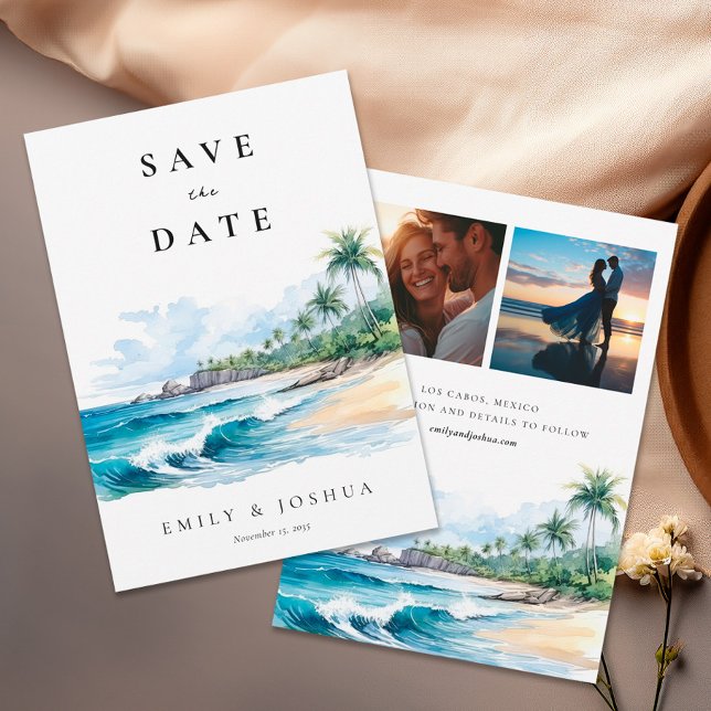 Beach Tropical Watercolor Save The Date (Creator Uploaded)