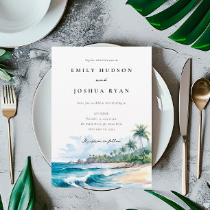 Beach Tropical Watercolor Wedding Invitation