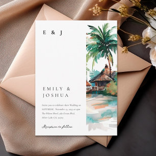 Beach Tropical Watercolor Wedding Invitation