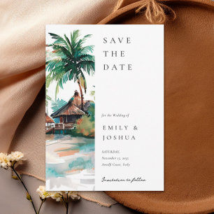 Beach Tropical Watercolor Wedding Save The Date