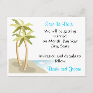 Beach/Tropical Wedding Save the Date Postcard