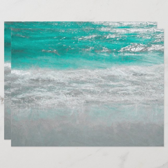 Beach Turquoise Coastal Ocean Waves Tropical Art (Front/Back)