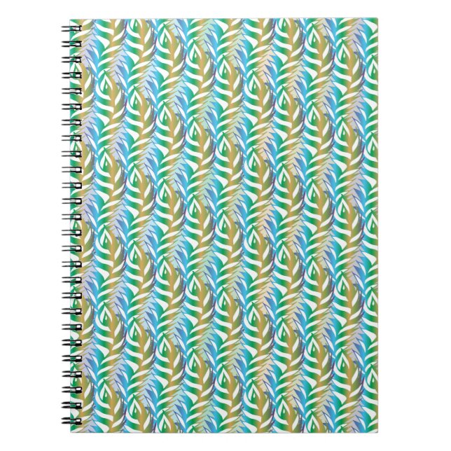 Beach turquoise fun feather pattern. notebook (Front)