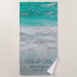 Beach Turquoise Tropical Ocean Waves Coastal Beach Towel