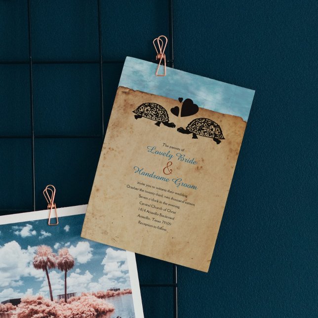 Beach Turtle Whimsical Wedding Invitation (Creator Uploaded)