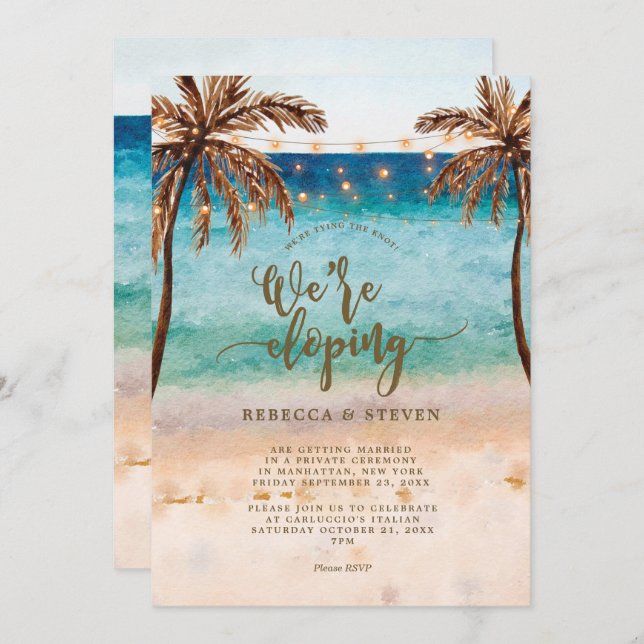 beach tying the knot eloping invitation (Front/Back)