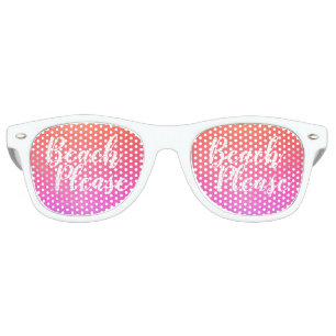Beach Typography Pink Orange Retro Sunglasses