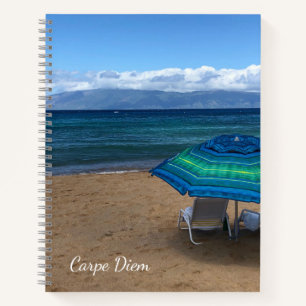 Beach Umbrella 8.5" x 11" Spiral Notebook