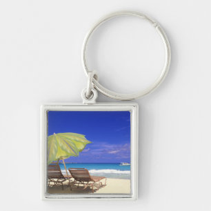 Beach Umbrella, Abaco, Bahamas Key Ring