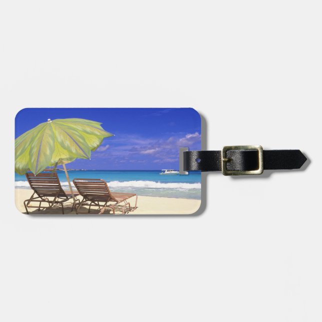 Beach Umbrella, Abaco, Bahamas Luggage Tag (Front Horizontal)