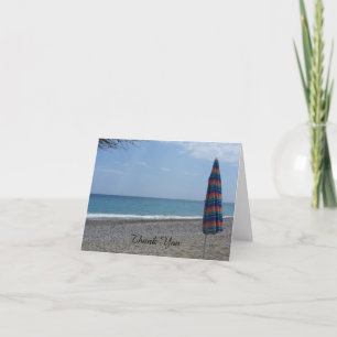 Beach Umbrella and Ocean Thank You Card