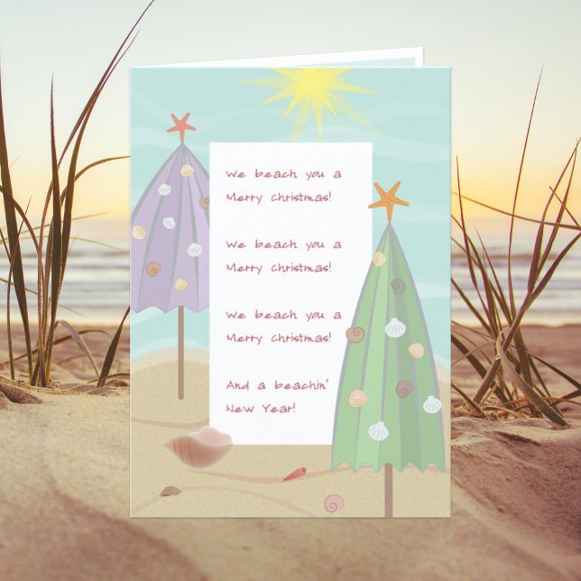 BEACH UMBRELLA CHRISTMAS TREES HOLIDAY CARD (Creator Uploaded)